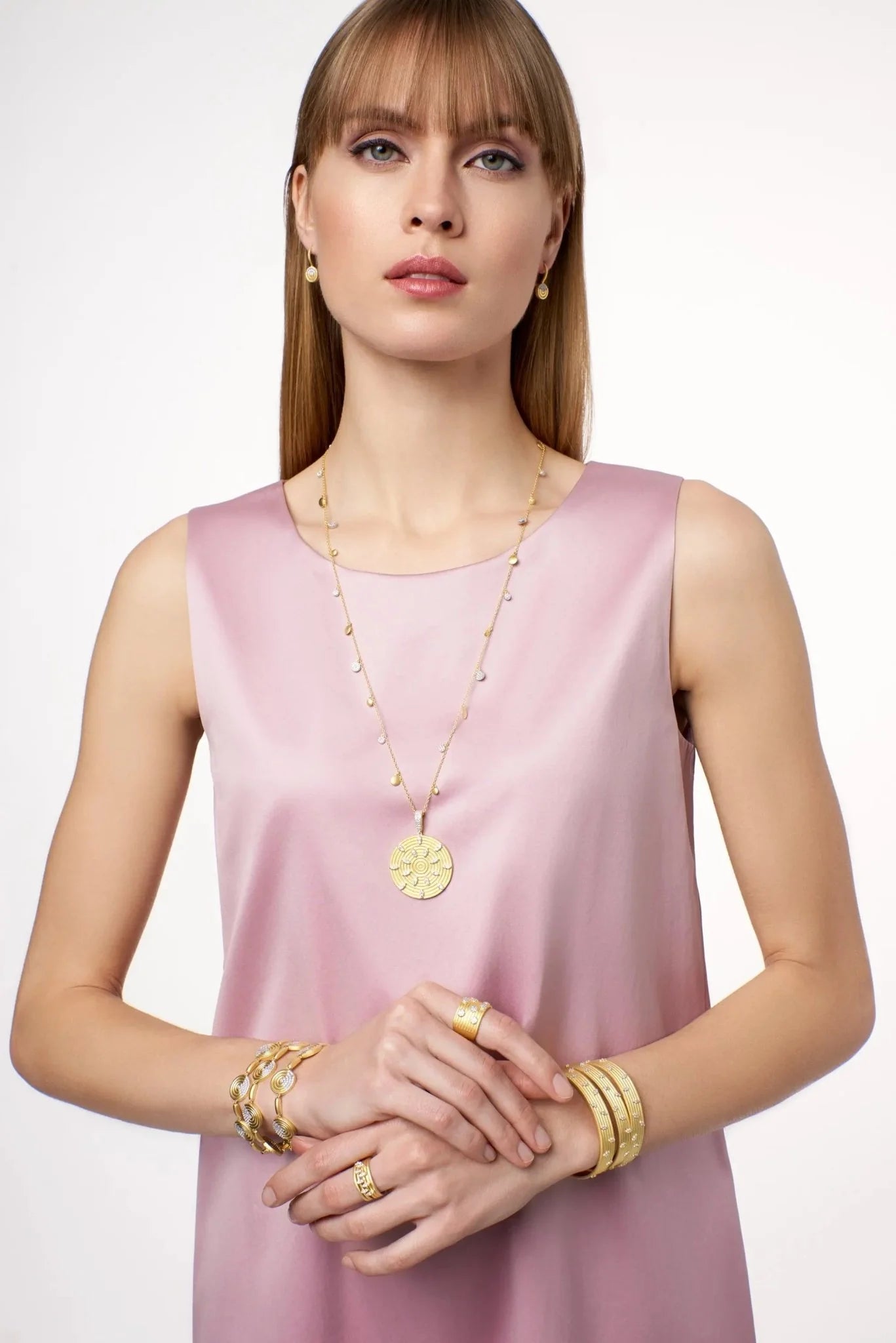 Fleur Bloom EMPIRE Circular Ring Pendant Necklace