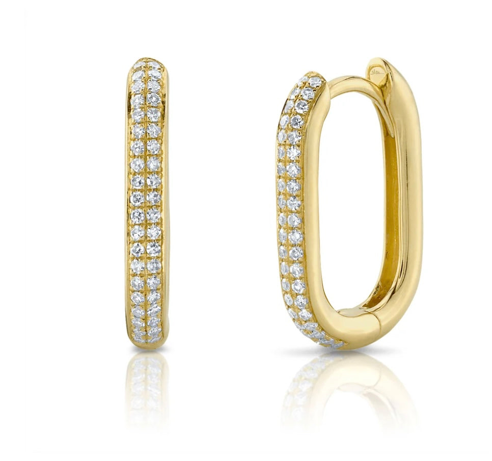 0.18CT DIAMOND OBLONG HOOP EARRING