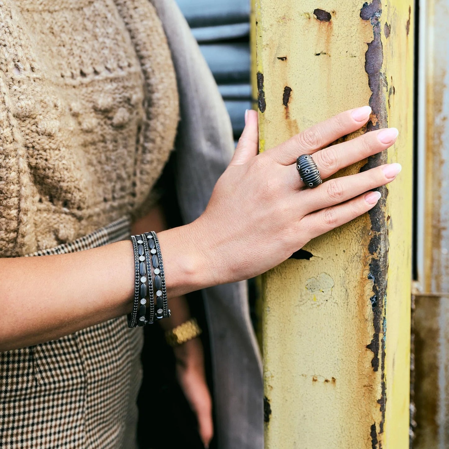 Industrial Finish Honeycomb Metro Hinge Bracelet