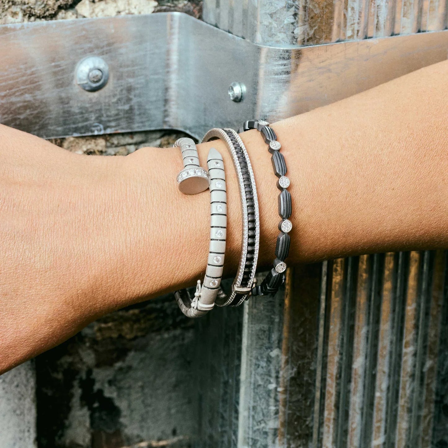 Industrial Finish Honeycomb Metro Hinge Bracelet