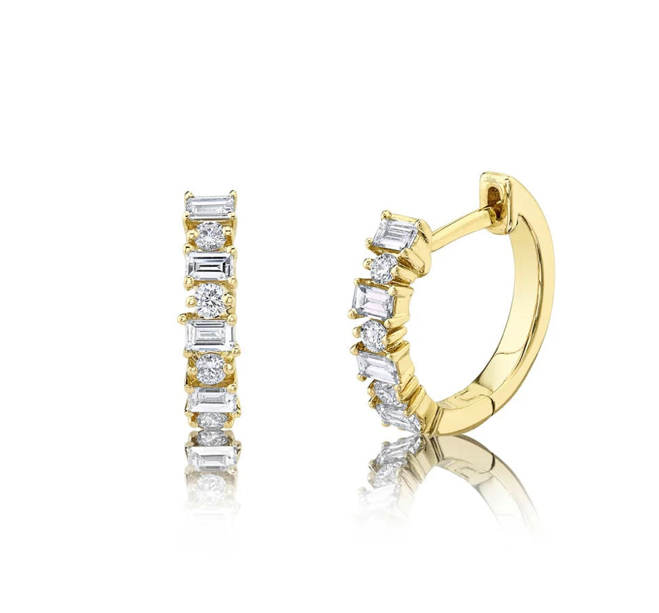 0.42CT 14K Y/G DIAMOND
BAGUETTE HUGGIE EARRING