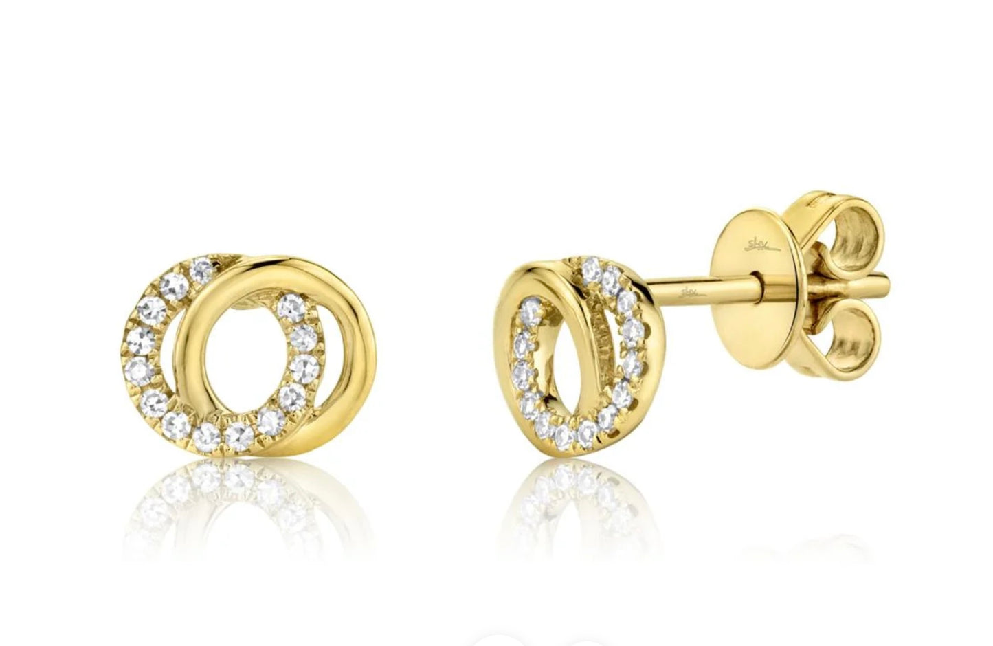 0.09CT 14K Y/G DIAMOND LOVE
KNOT CIRCLE STUD EARRING