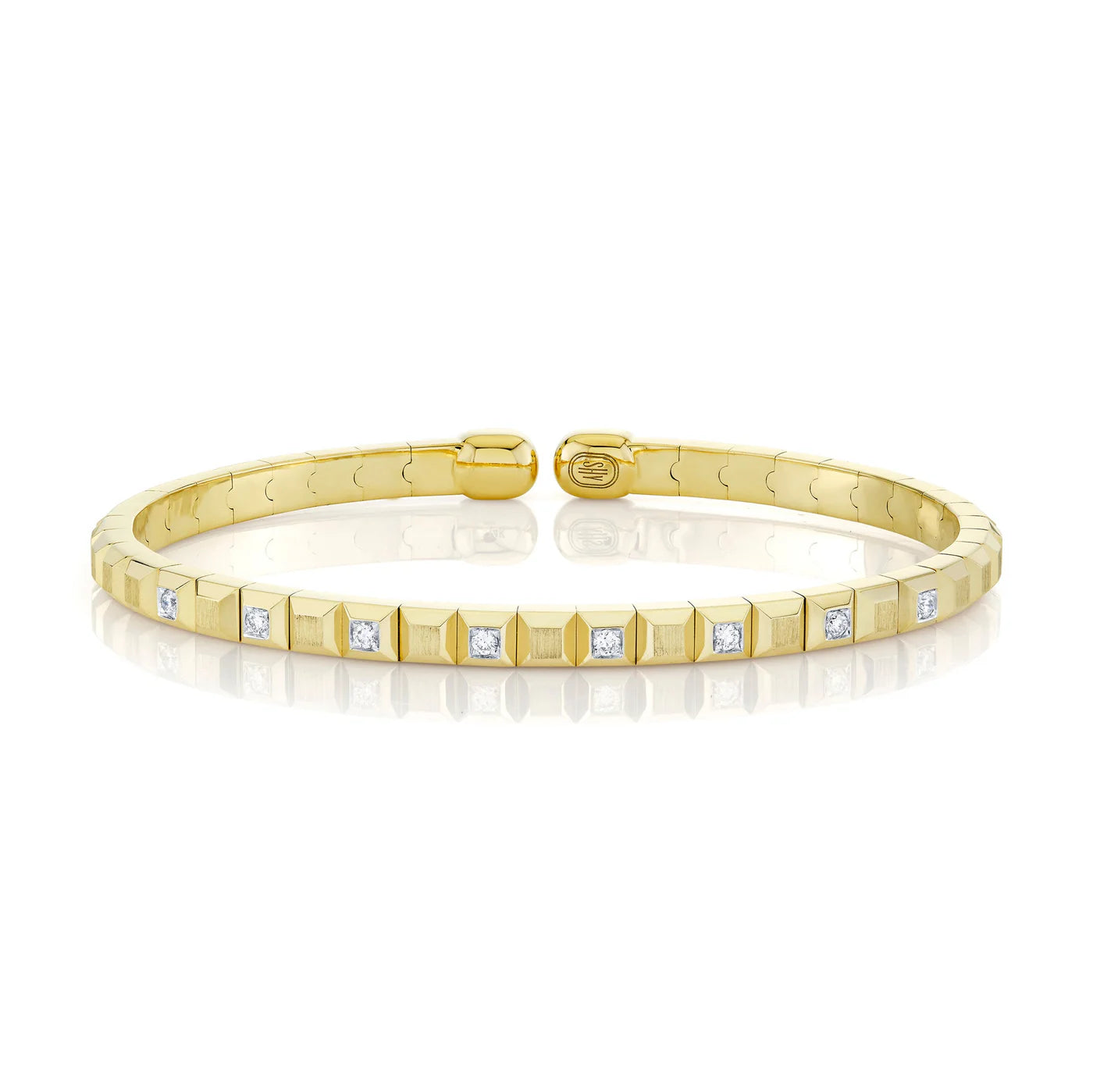 0.21CT DIAMOND GEO CUT MATTE MEN'S CUFF BRACELET