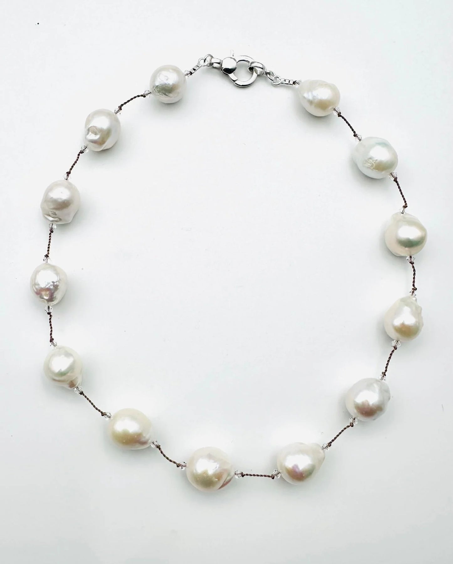 18" 15 x 15mm Medium Freshwater White Baroque Pearl Necklace