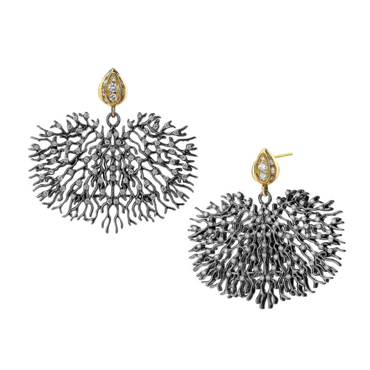 Black Coral Diamond Earrings