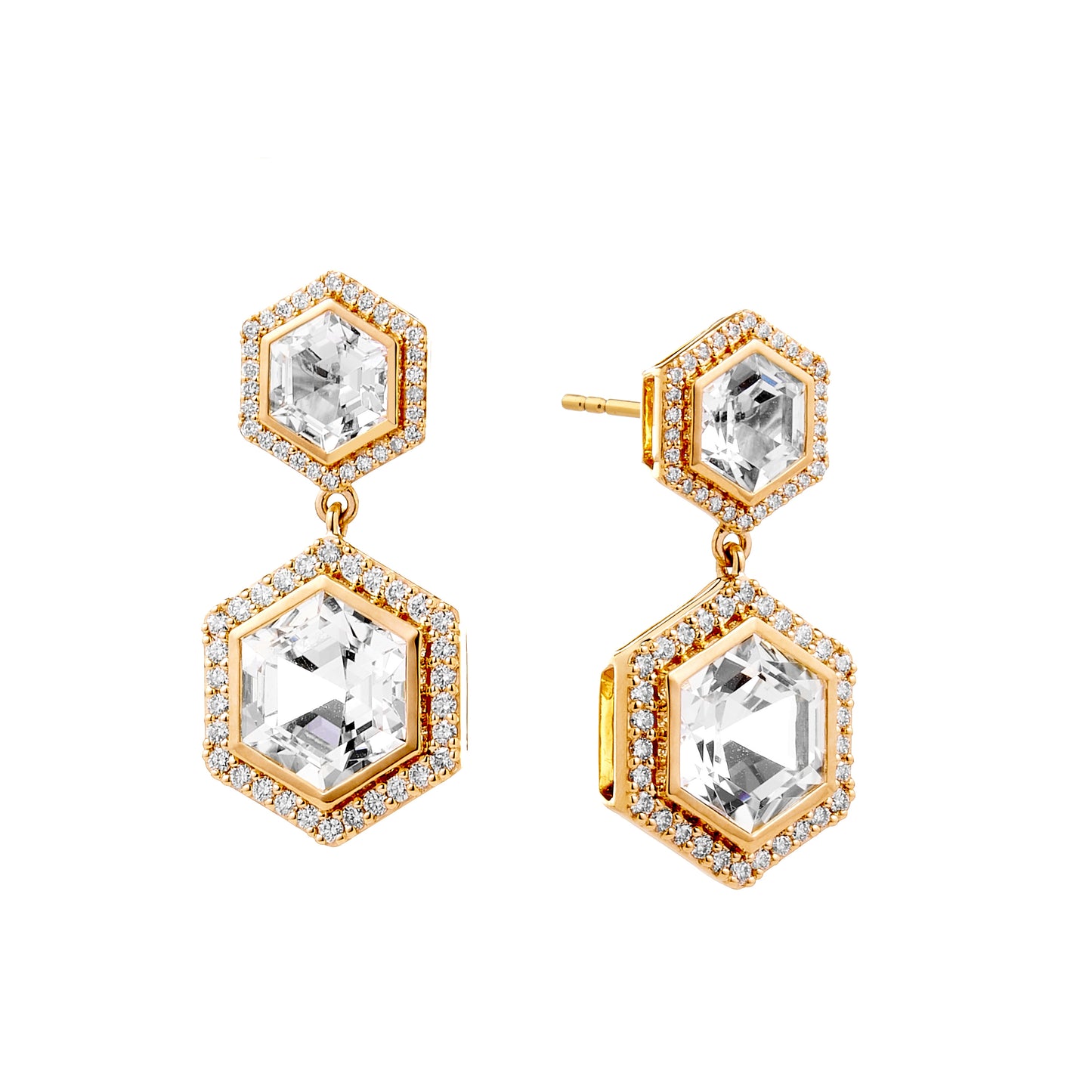 Hex Rock Crystal Earrings
