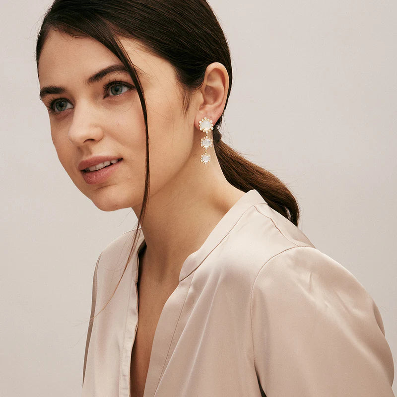 Mogul Moon Quartz Hex Earrings
