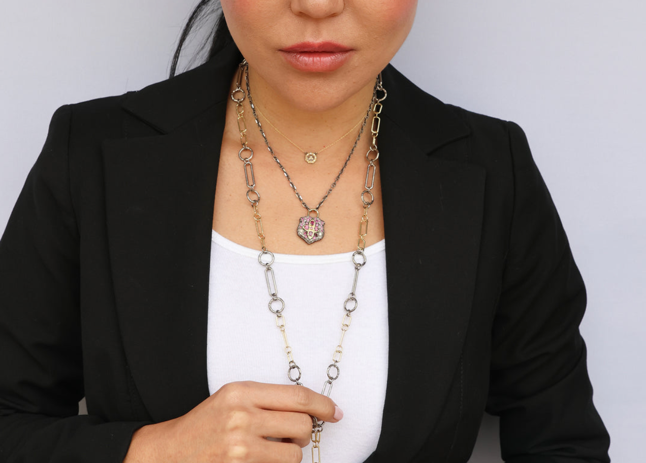 18" Pave Shield Necklace