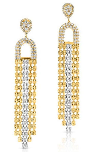 18K Inverted Pave ‘U’ w Diamond Cut Chain & Diamond Marquis Tops 2.93cts