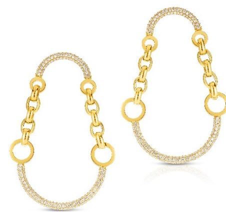 18K Pave Curves & Chain Earrings 2.73cts