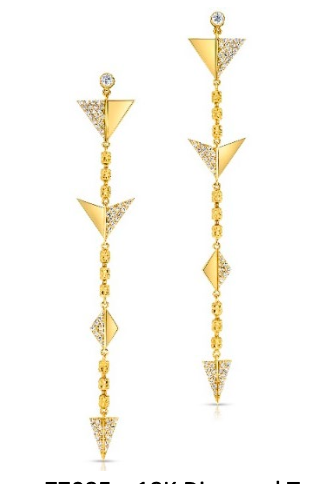 18K Diamond Trangles Line Earrings 1.20cts