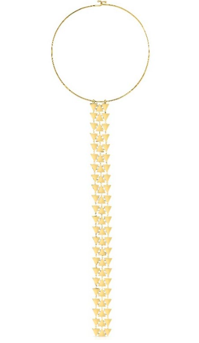 18K Triple Triangle Necklace w Prong Set Diamonds 1.76cts