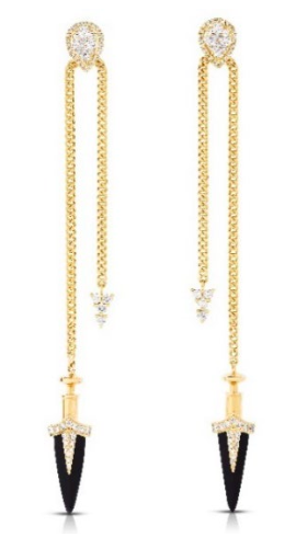 18K Onyx Dagger Earring 1.76cts