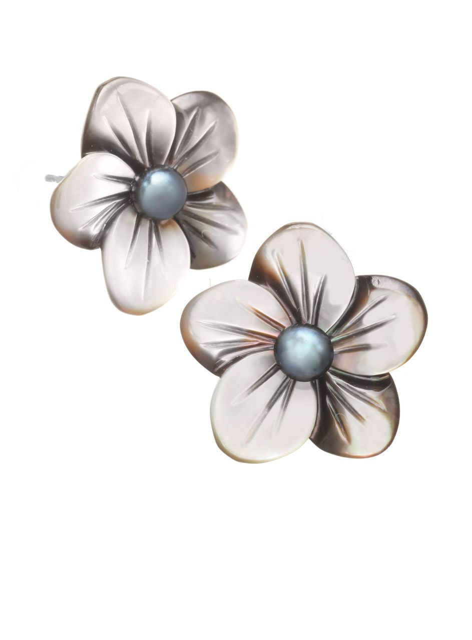 Black Mother of Pearl Carved Flower