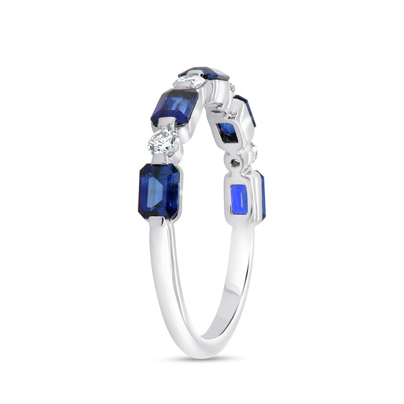 Uneek Precious Collection 1-Row Emerald Cut Blue Sapphire Fashion Ring