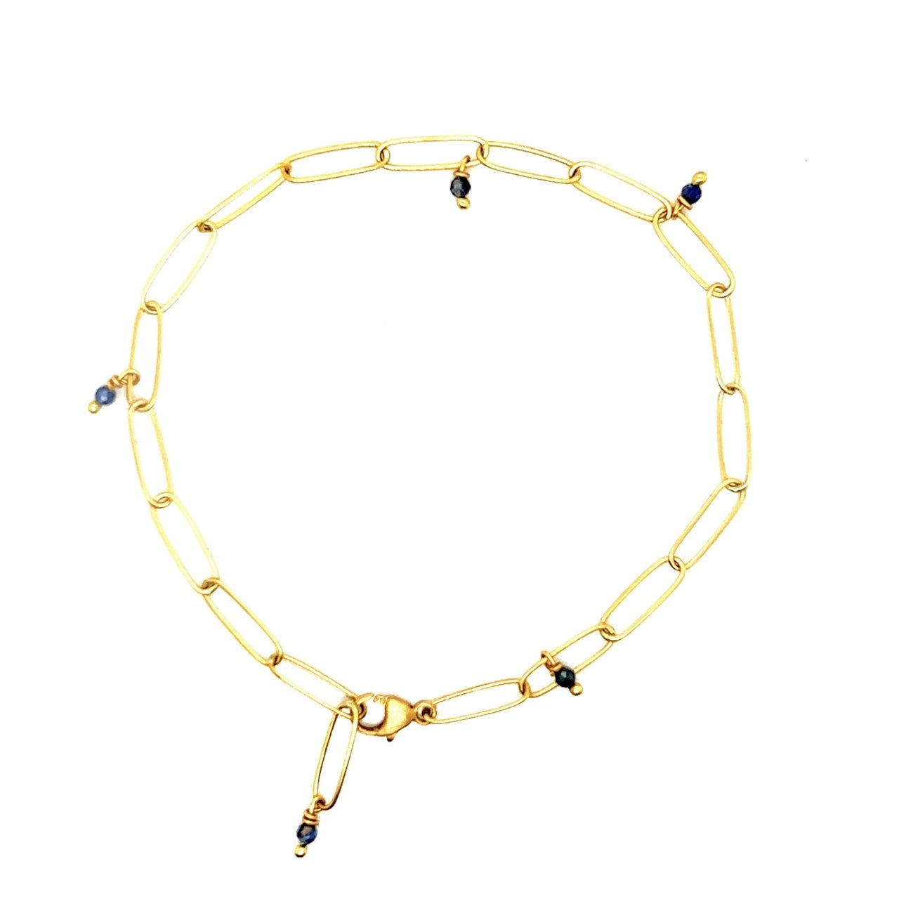 18K Gold Bracelet with Blue Sapphire Beads