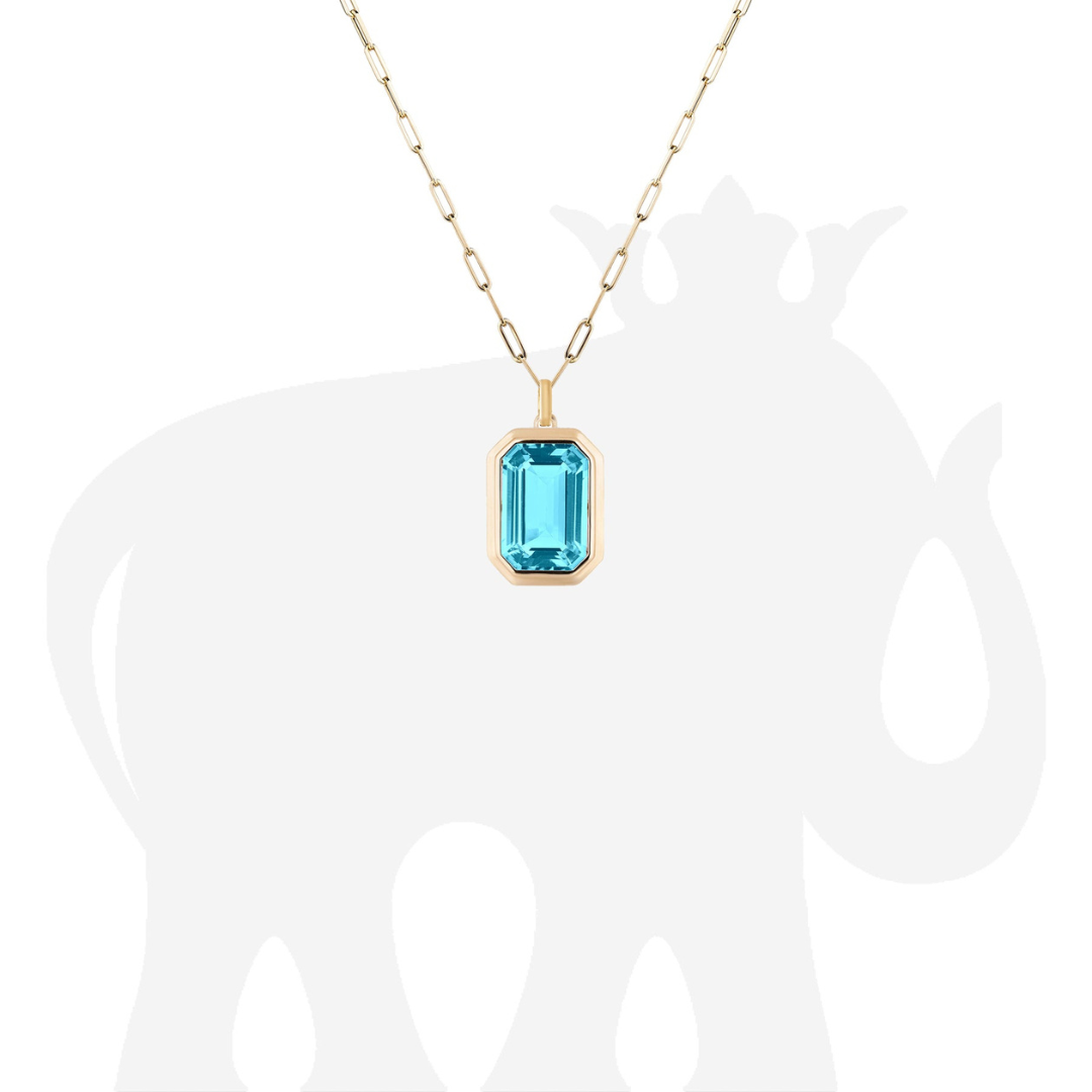 'Manhattan' 10x15 Blue Topaz Emerald Cut Bezel Set Pendant
