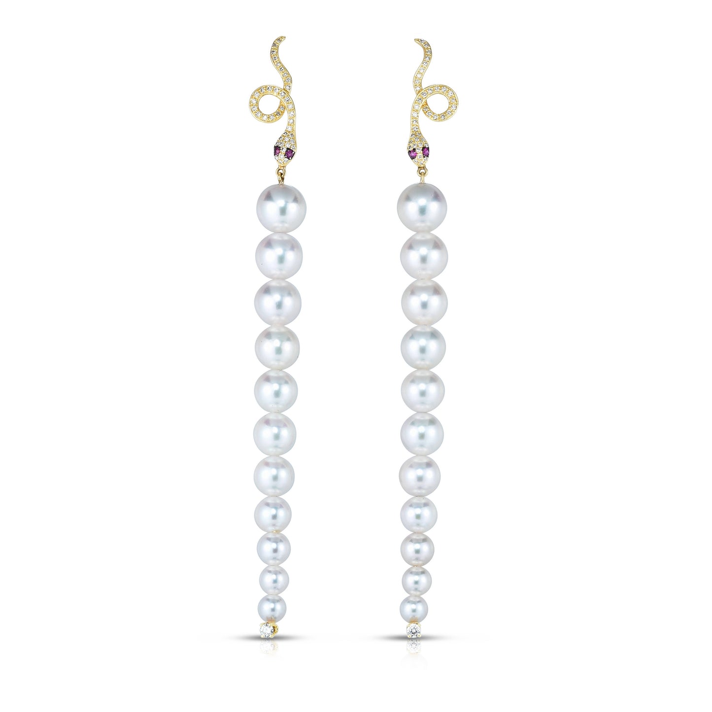 Diamond Snake Pearl Drop Earrings