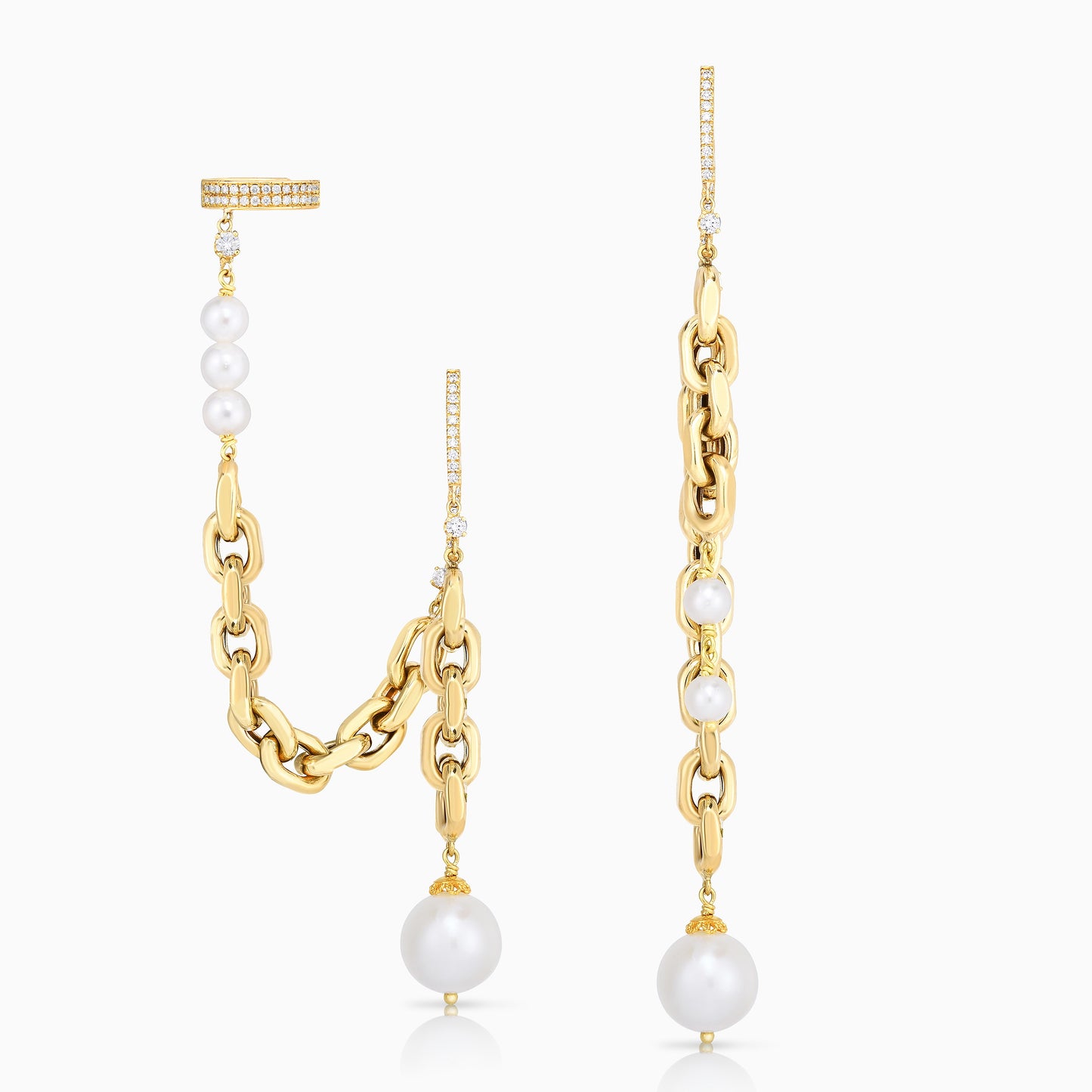 Pearl Asymmetric Ear Cuff Earrings