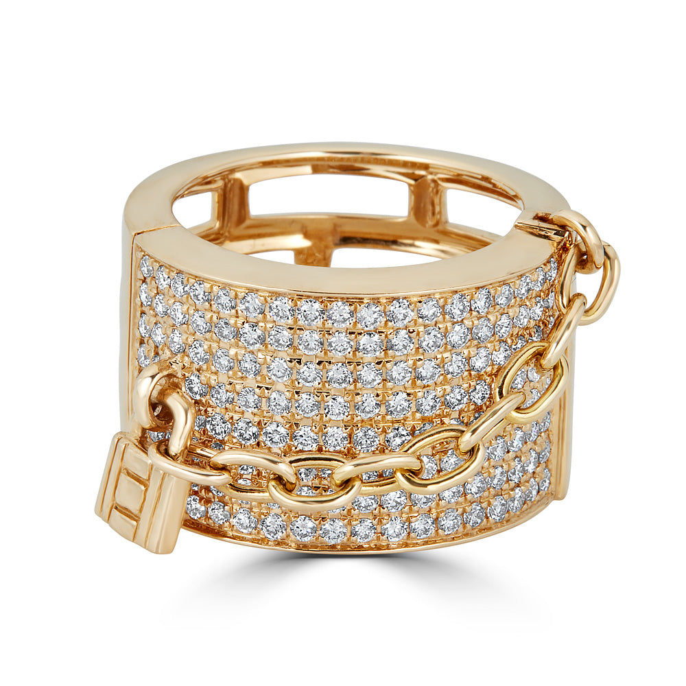 Lock & Chain Diamond Ring Band