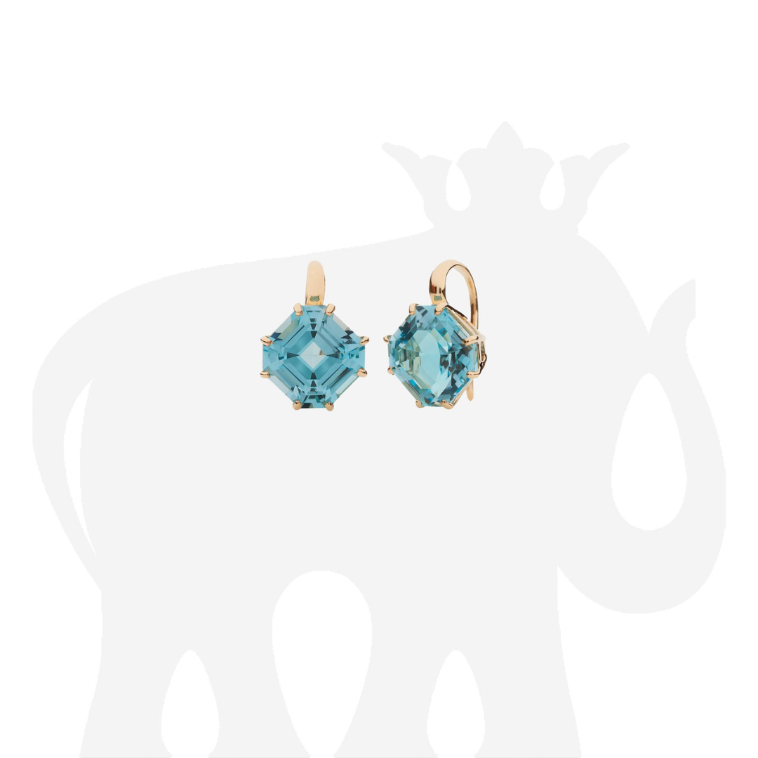 'Gossip' Blue Topaz Square Emerald Cut Earrings on French Wire