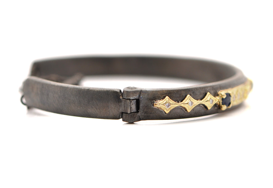 Gold Bar and Crivelli Kick Cuff Bracelet