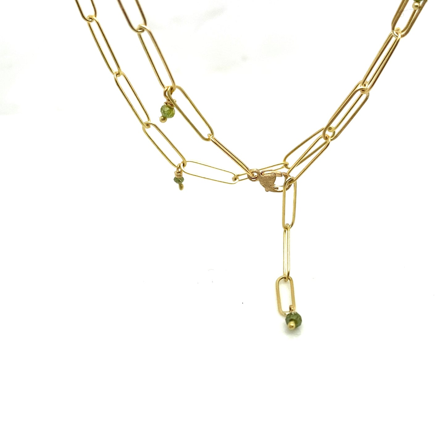 18" Popsicle Necklace with Green Diamond Beads