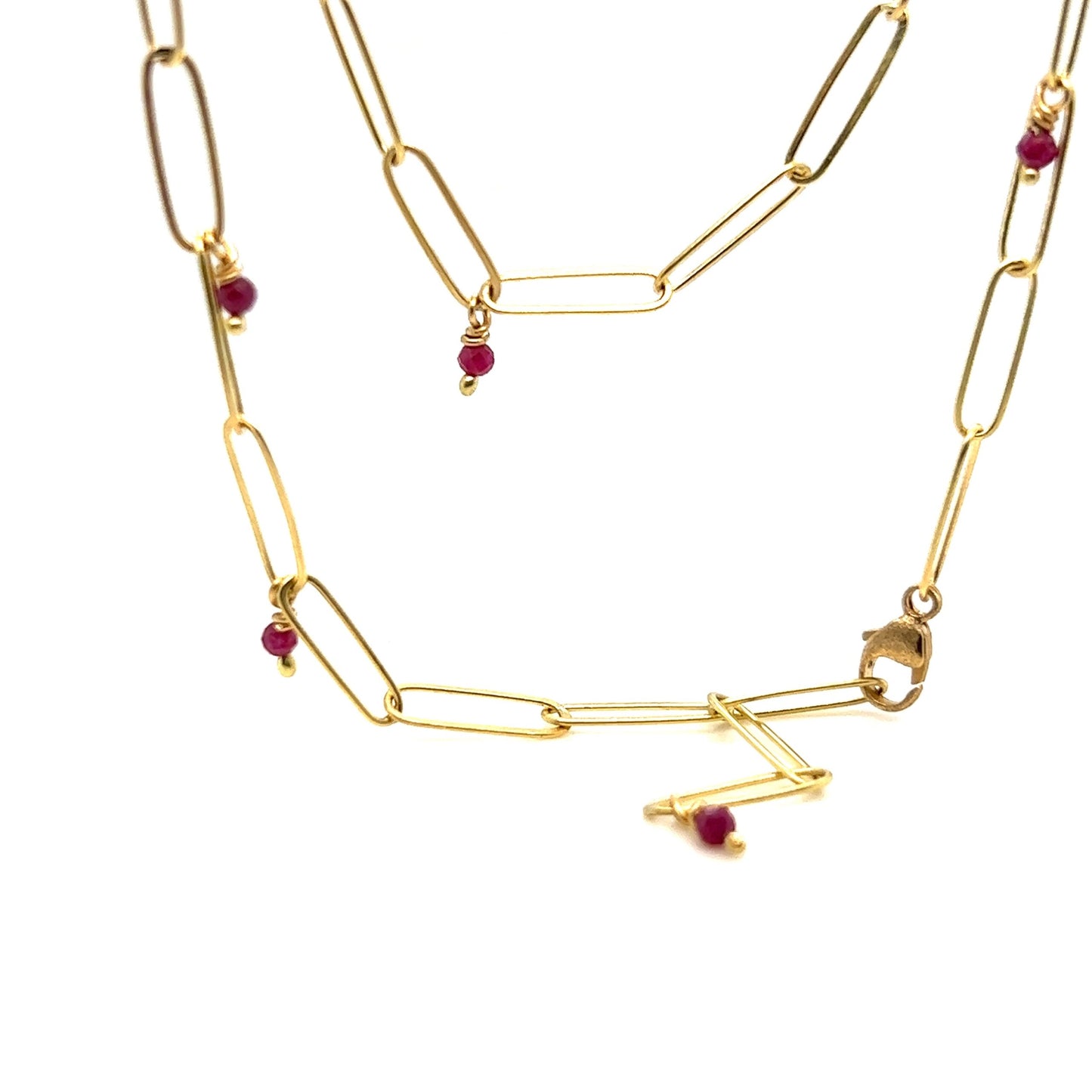 18k Necklace with Ruby Beads