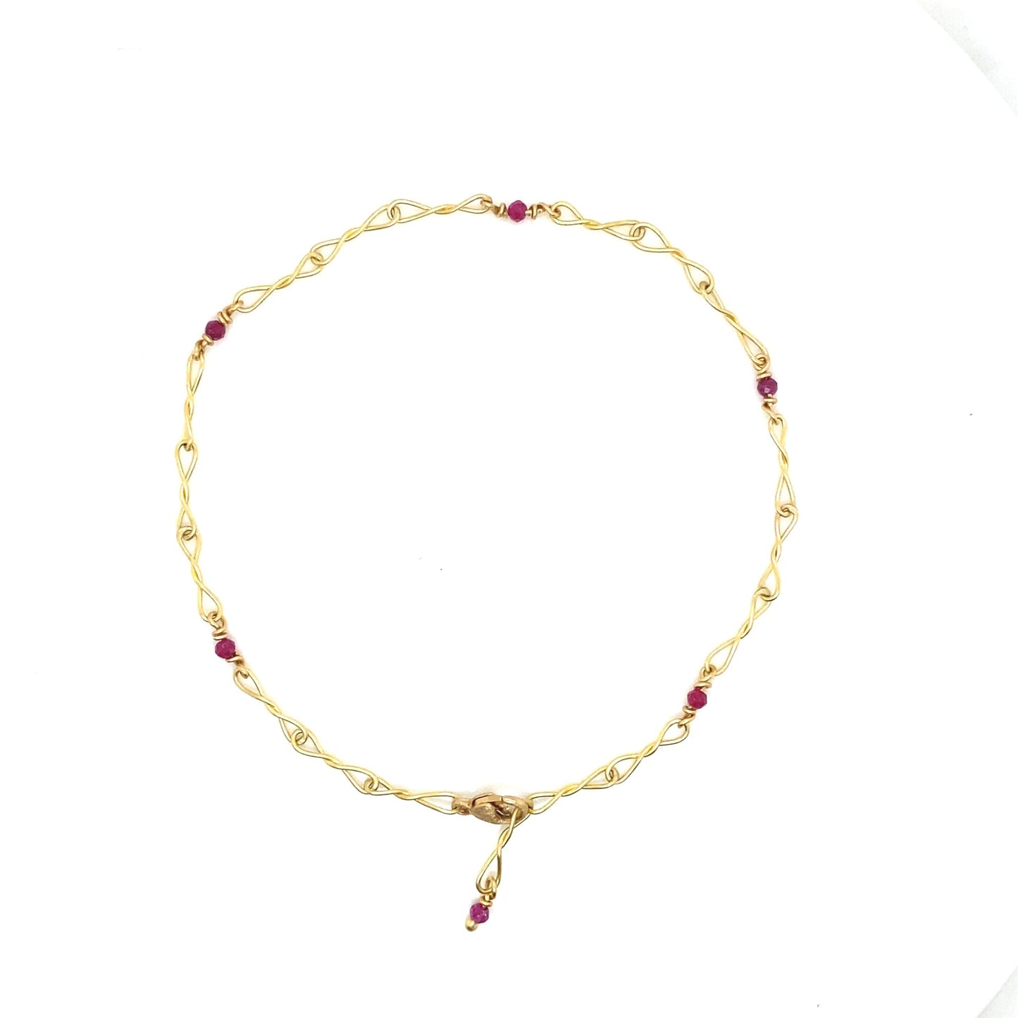 18K Twisted Popsicle Bracelet with Ruby Beads