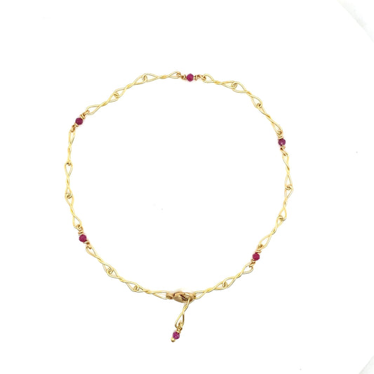 18K Twisted Popsicle Bracelet with Ruby Beads
