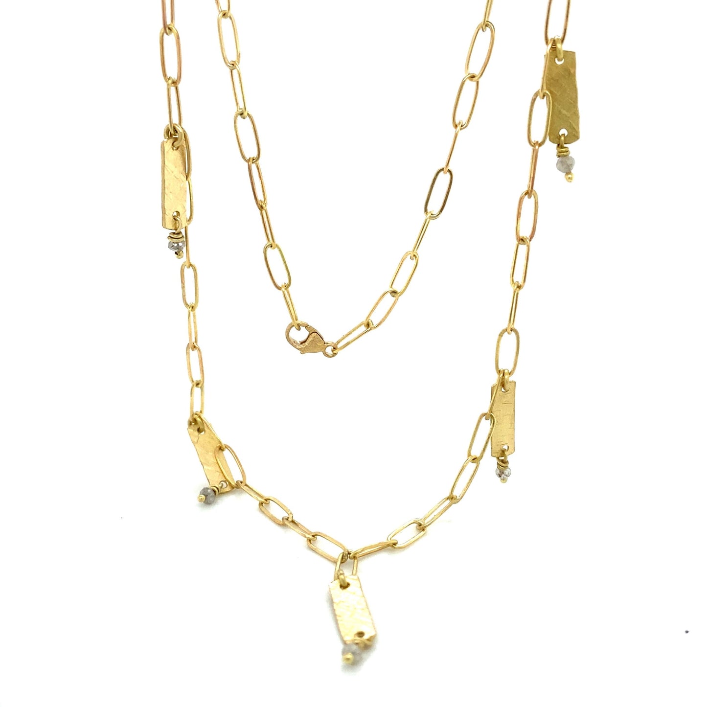 18K Gold Mini Popsicle Necklace with Diamond Beads