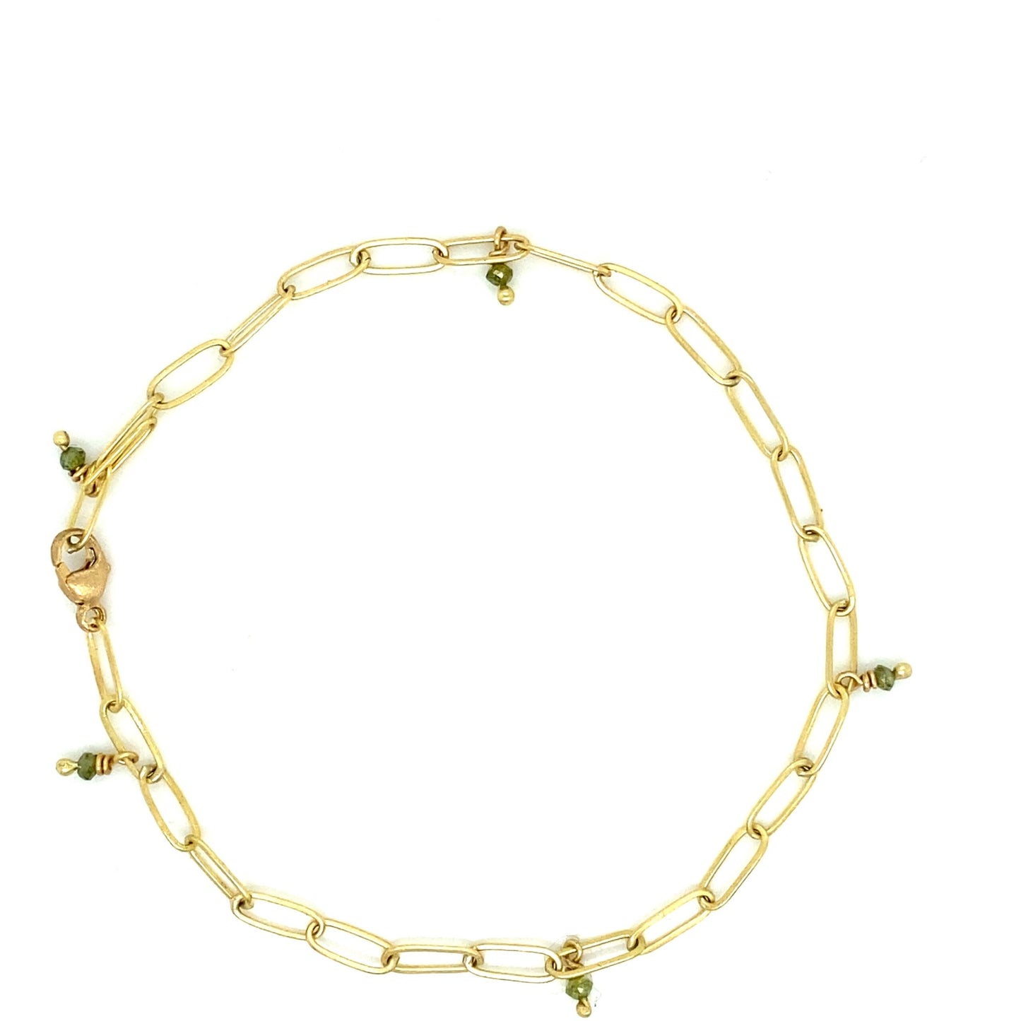 18K Gold Mini Popsicle Bracelet with Green Diamonds