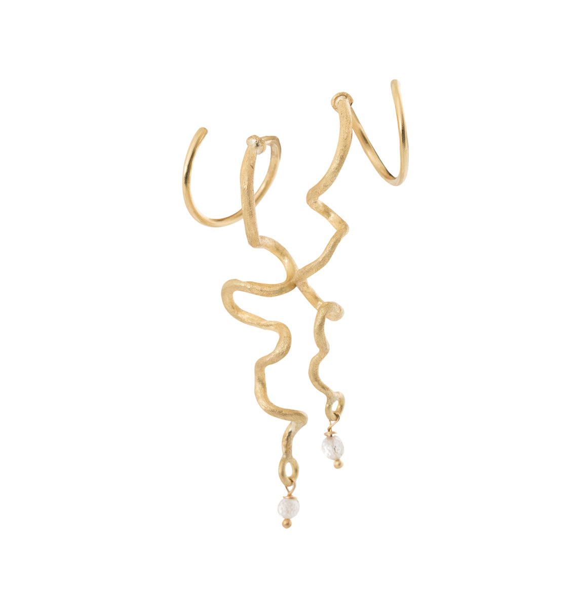 18K Gold Earrings with Diamond Beads