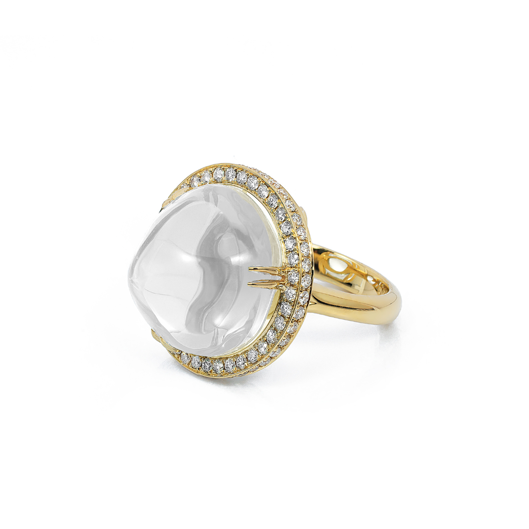 'Rock n Roll' Moon Quartz 19mm Uneven Round Cab Ring