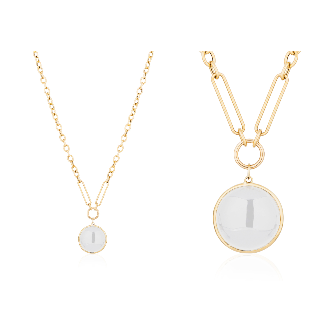 'Mischief' 26mm Moon Quartz Round Disc Pendant