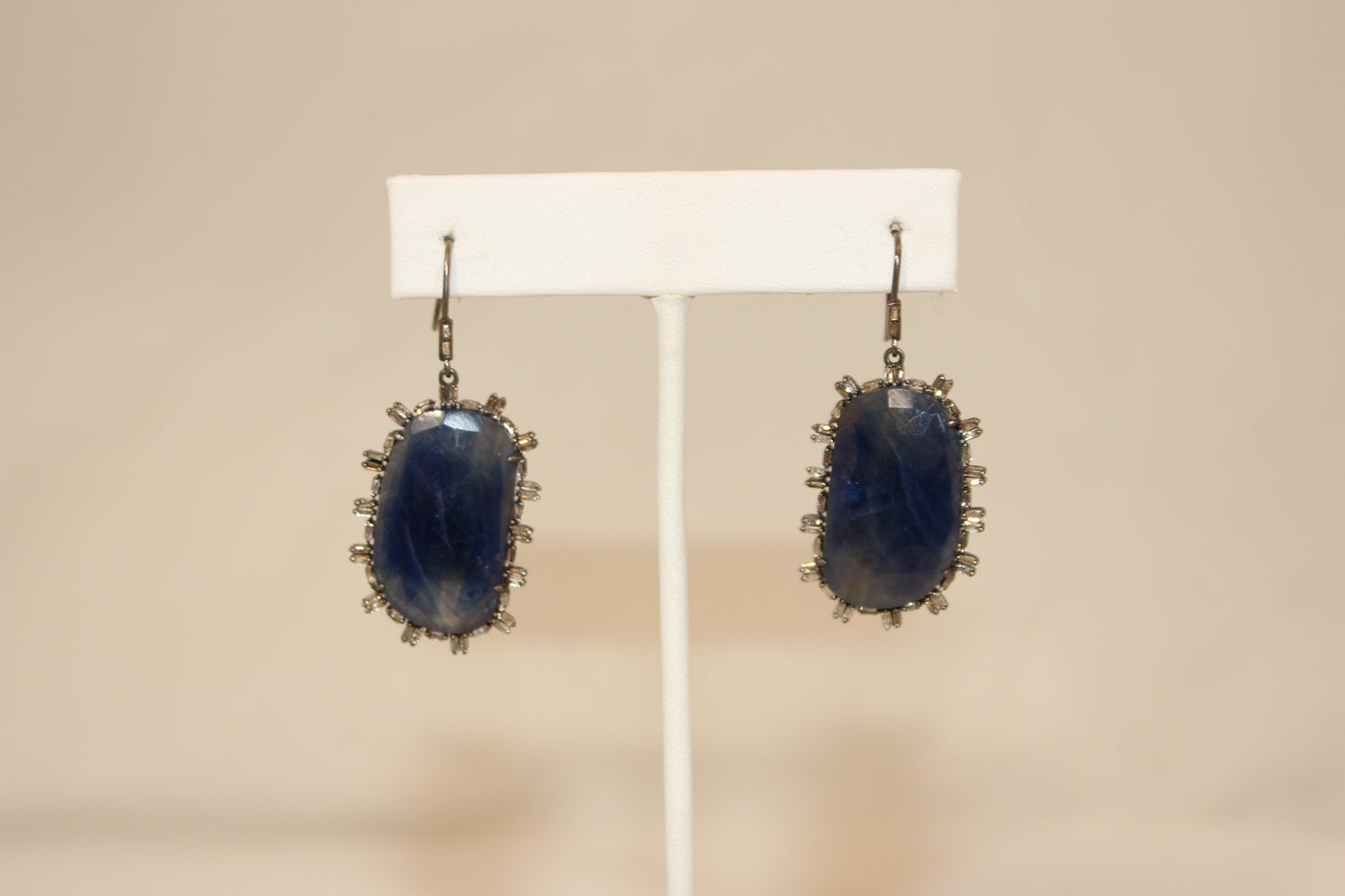 Sapphire and baguette diamond earrings Sourced from India