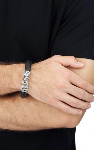 Leather Bracelet w/Small Dragon Clasp