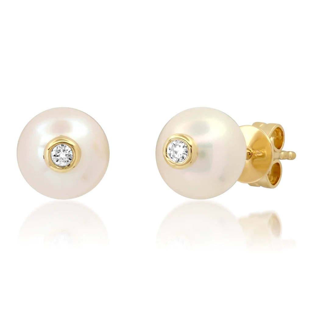 PEARL BEZEL STUDS