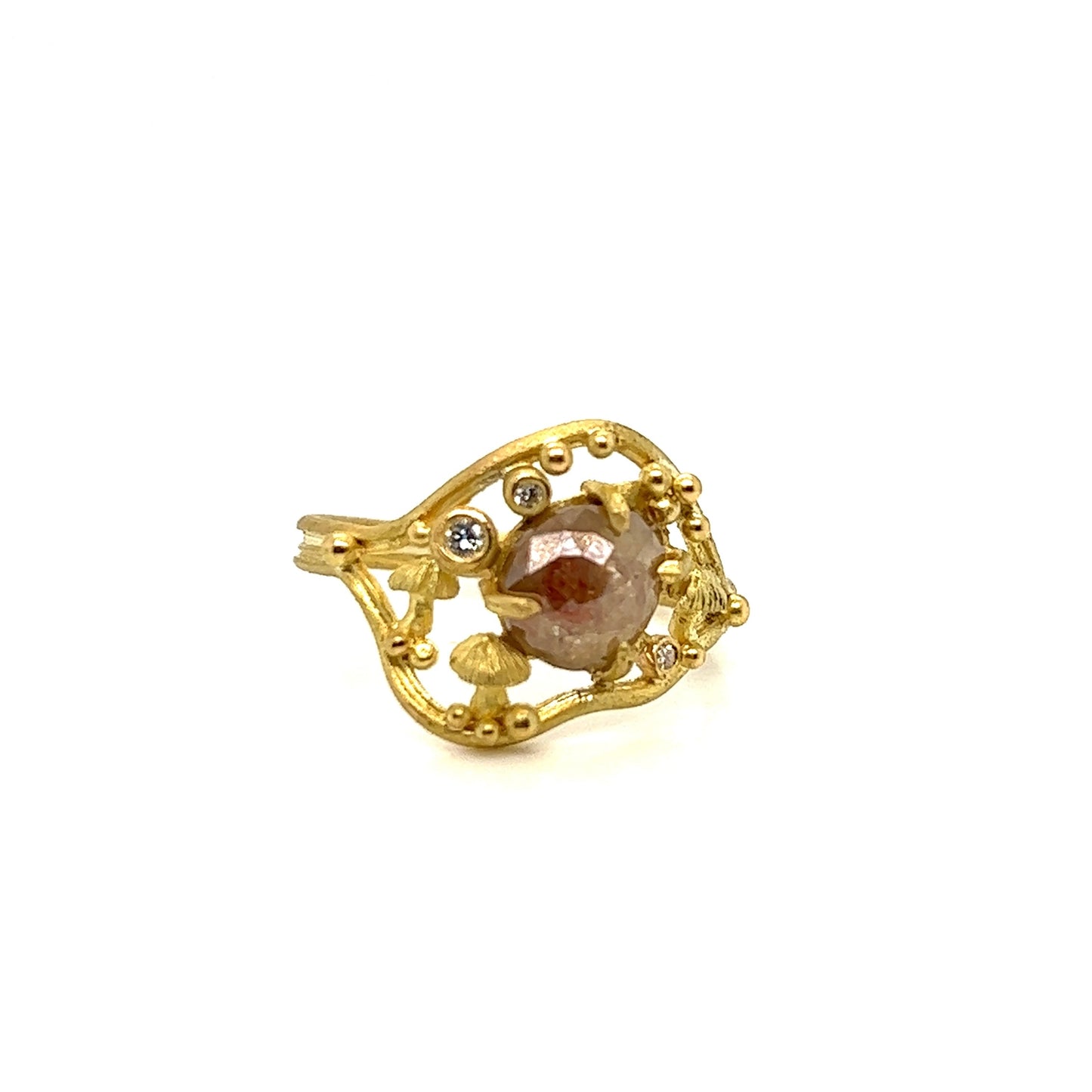 18K Gold White Diamond Garden Ring