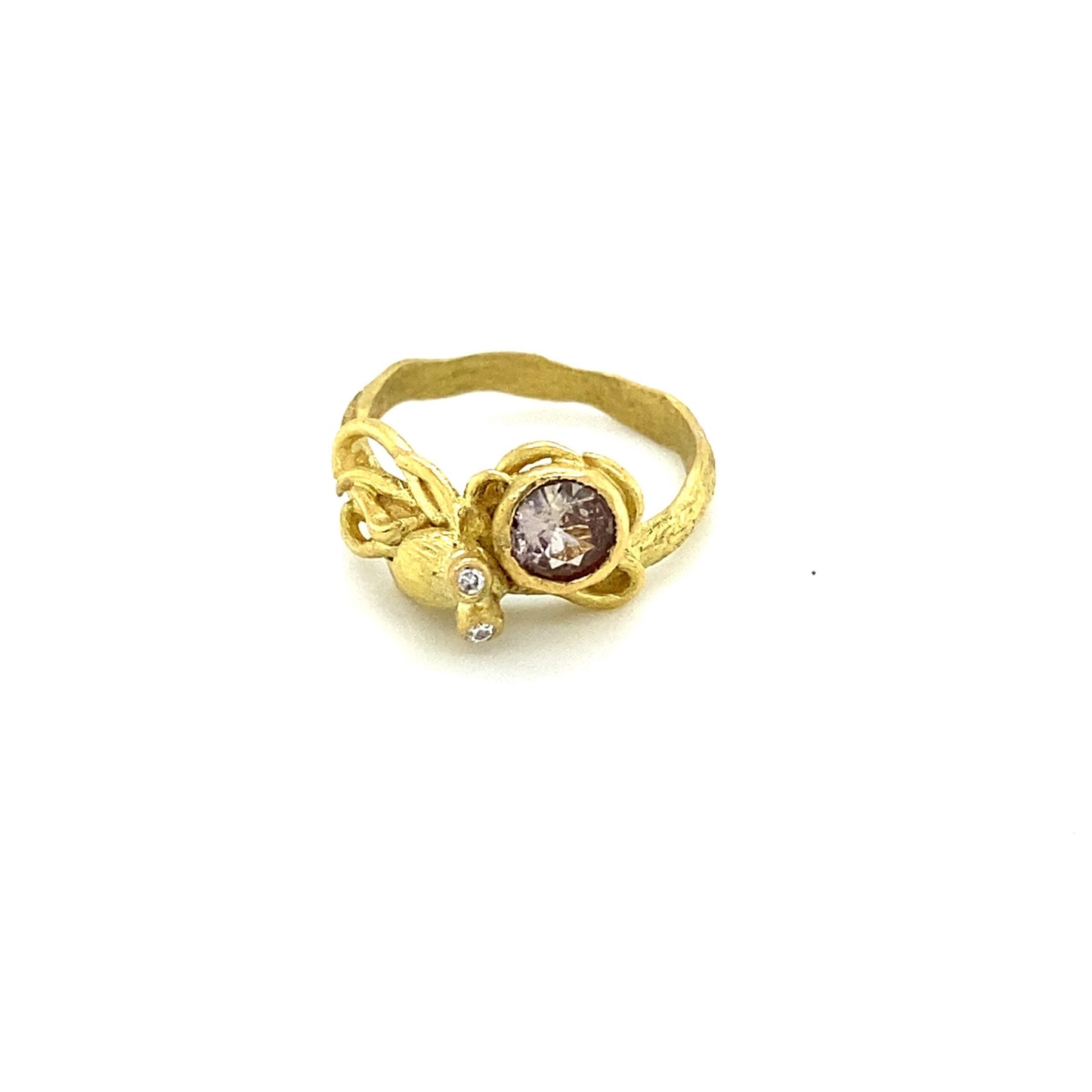 18K Gold Pink Sapphire and White Diamond Ring