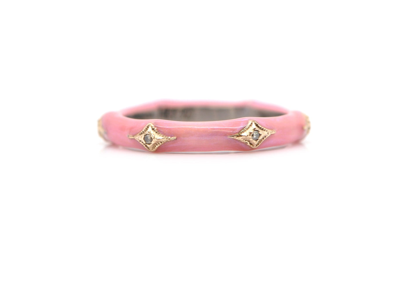 Pink- Mauve Opal Enamel Crivelli Stack Band Ring