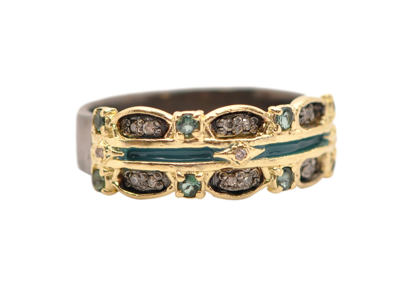 Tourmaline and Diamond Scalloped Ring