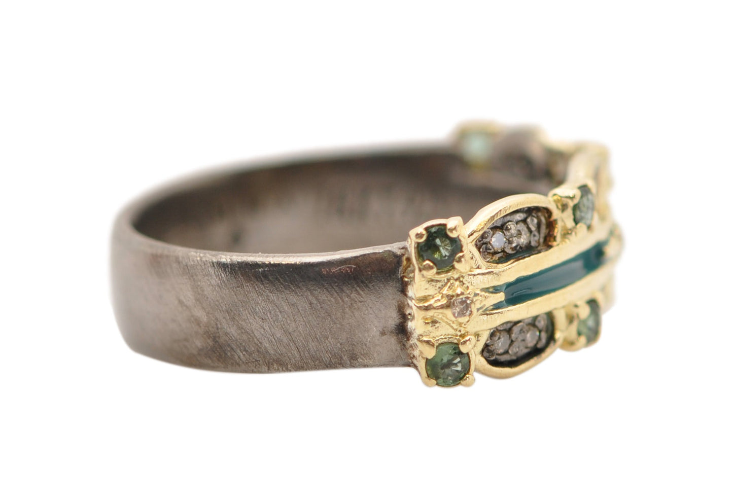 Tourmaline and Diamond Scalloped Ring