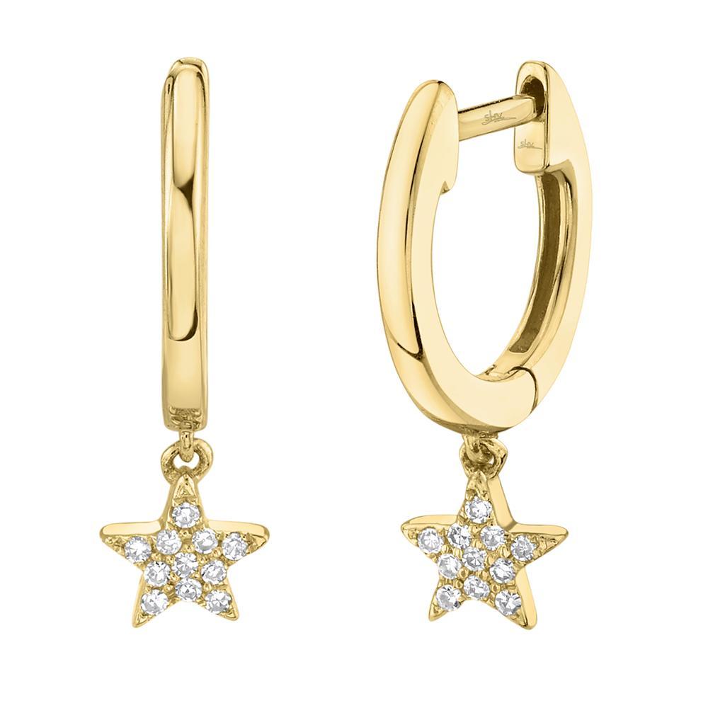 0.04CT 14K Diamond Star Huggie Hoop All of our designs are handmade and slight variations may exist. All Shy Creation items are hand set and all stones are natural and hand-picked. Each piece is unique and you can expect slight variations in the shade, hue, and tint of the color stones.