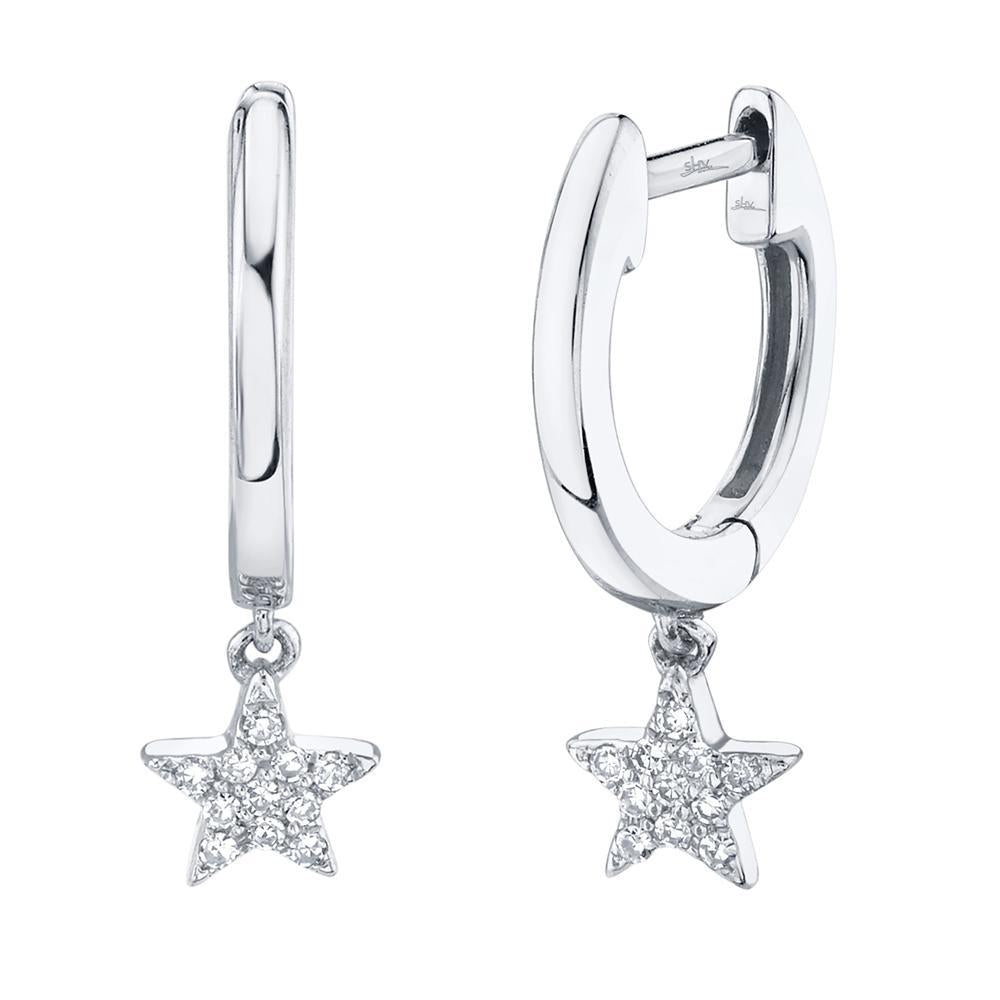 0.04CT 14K Diamond Star Huggie Hoop All of our designs are handmade and slight variations may exist. All Shy Creation items are hand set and all stones are natural and hand-picked. Each piece is unique and you can expect slight variations in the shade, hue, and tint of the color stones.