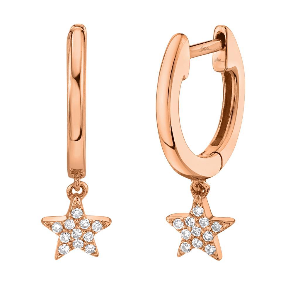 0.04CT 14K Diamond Star Huggie Hoop All of our designs are handmade and slight variations may exist. All Shy Creation items are hand set and all stones are natural and hand-picked. Each piece is unique and you can expect slight variations in the shade, hue, and tint of the color stones.