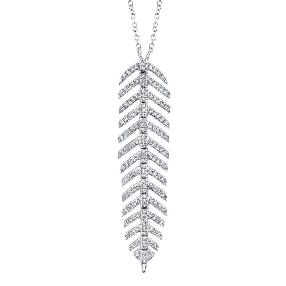 0.29CT DIAMOND 'PHOENIX' FEATHER PENDANT NECKLACE The ultra unique 'Phoenix' feather pendant necklace highlights Shy Creation's commitment to impeccable design and craftsmanship. Delicately hinged, the 'Phoenix' motif curves and caresses like silk - a must-have for every jewelry collection. EDITOR'S NOTES: 14K Yellow Gold Lobster Clasp Closure 0.29 Carat Weight Available in: Yellow, Rose, and White