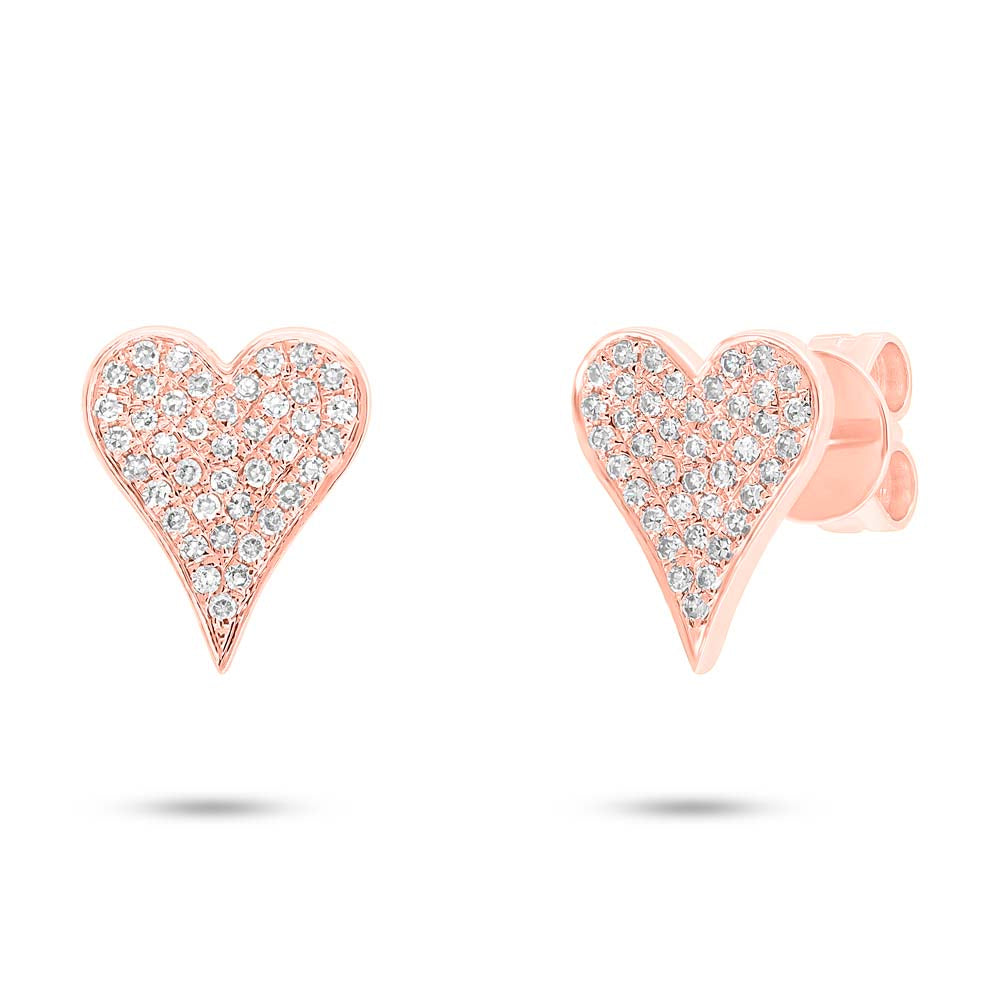 Pave Heart Stud Earrings
