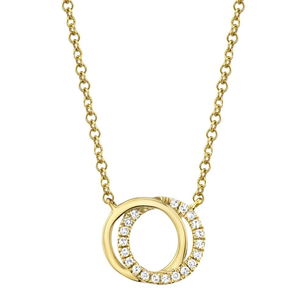 0.07CT DIAMOND LOVE KNOT CIRCLE PENDANT NECKLACE Shy Creation's classic love knot pendant necklace showcases a delicate interlocked knot design decorated with sparkling pave diamonds. A perfect 'just because' gift for someone special and can be worn alone or layer for a fashion forward look. EDITOR'S NOTES: 14K Yellow Gold Lobster Clasp Closure 0.07 Carat Weight Available in: Yellow, Rose, and White Gold.