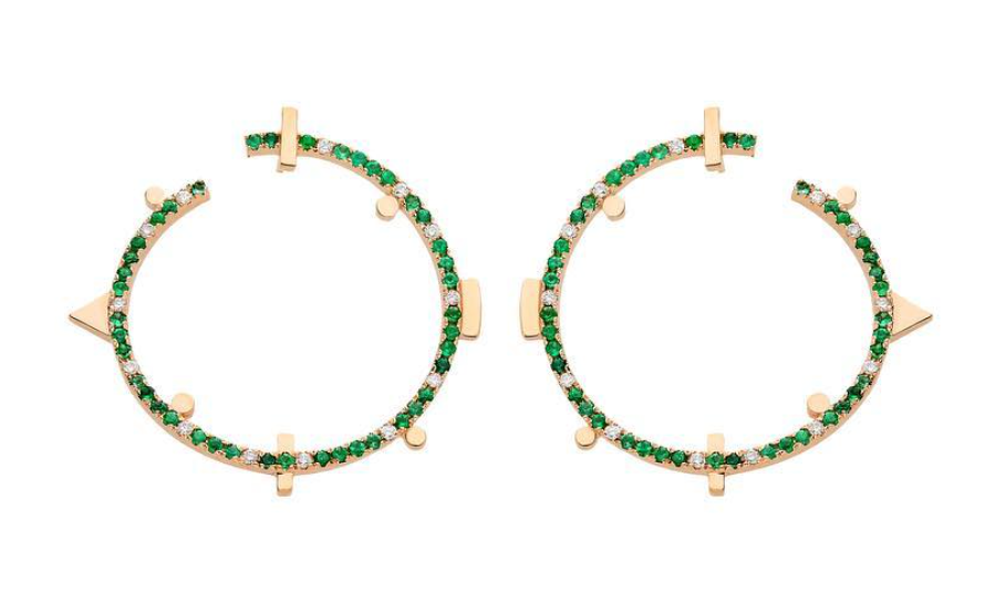 14K rose gold White diamond: .42CT Emerald: .88CT 3CM